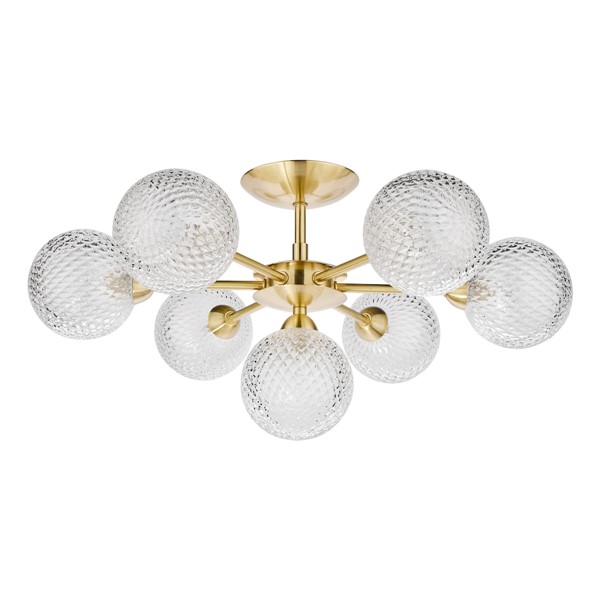 (image for) Laura Ashley Atherton 7lt Semi Flush Satin Brass Glass
